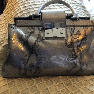 Tory Burch Holland Silver Python snakeskin leather purse